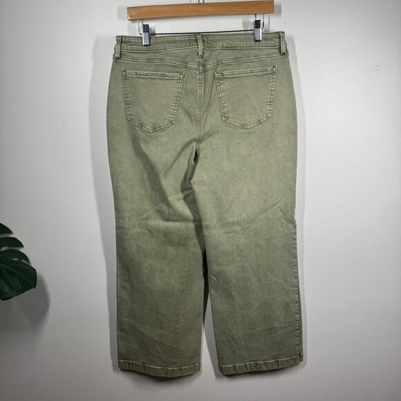 Not Your Daughters Jeans Women 12 Green Marisol Moss Lift & Tuck Tech Wide Leg - Picture 2 of 11